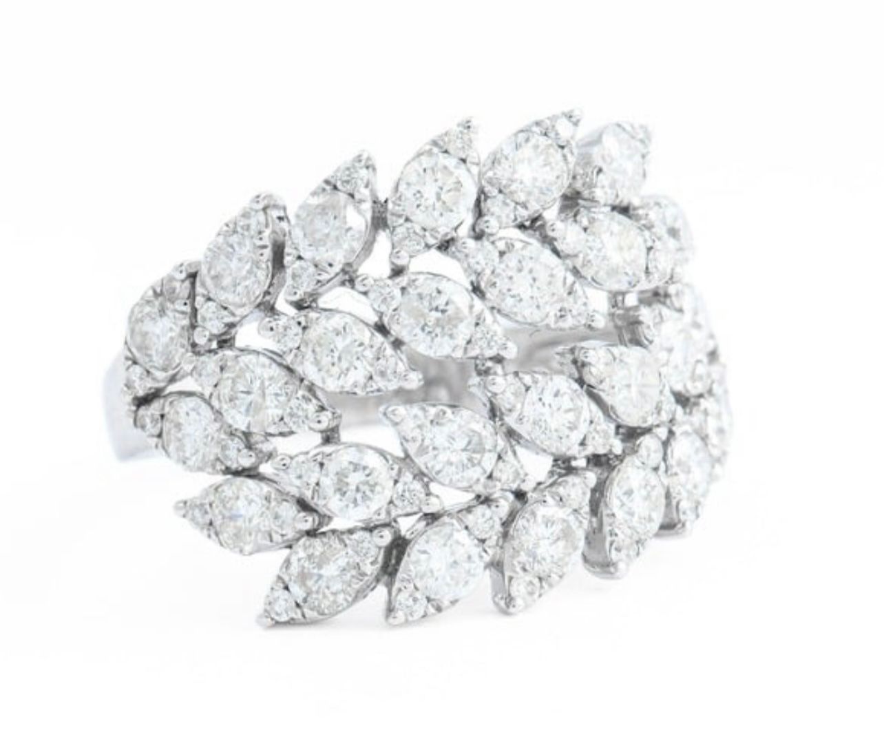 Anel Folhas de Diamante